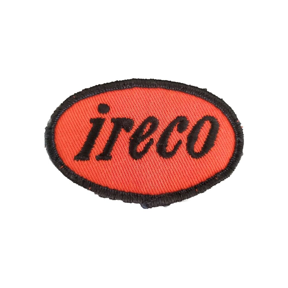 IRECO railroad advertising patch 2 X 3 Inches Oval Orange